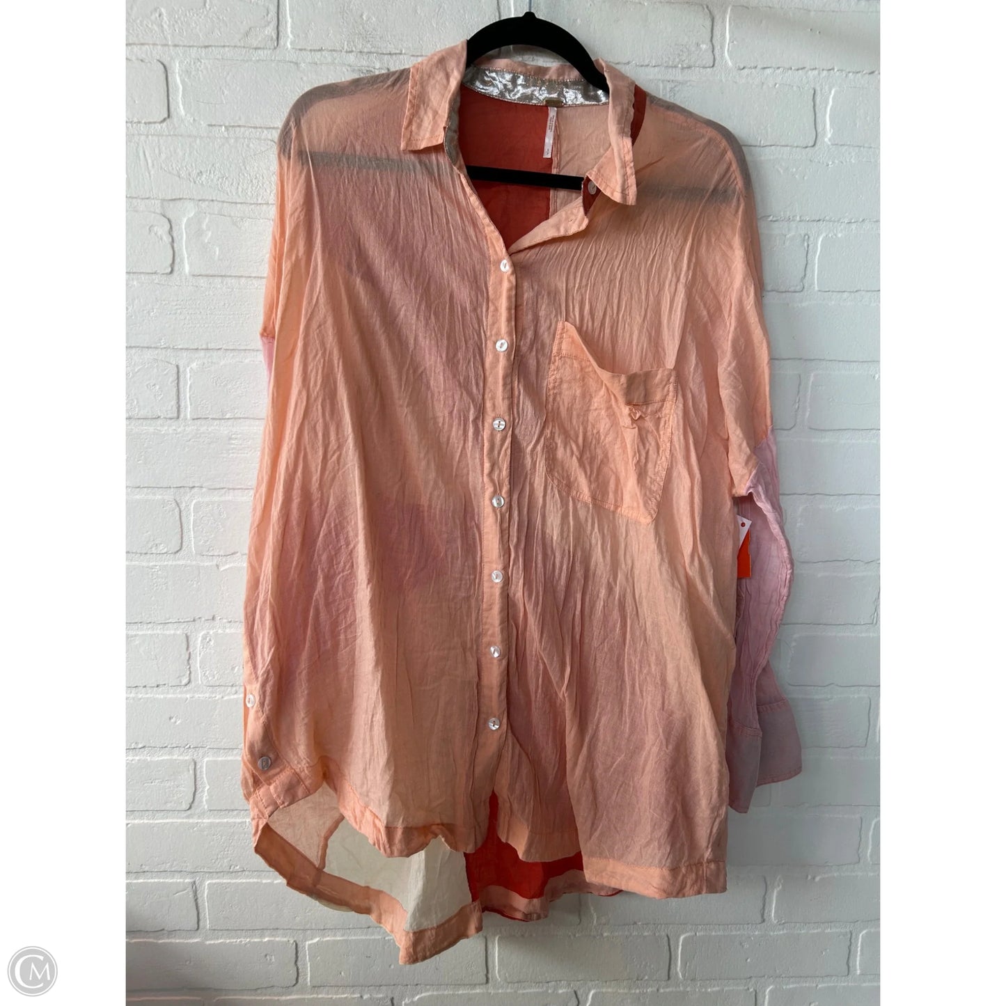 Top Long Sleeve By Free People In Orange & Pink, Size: S