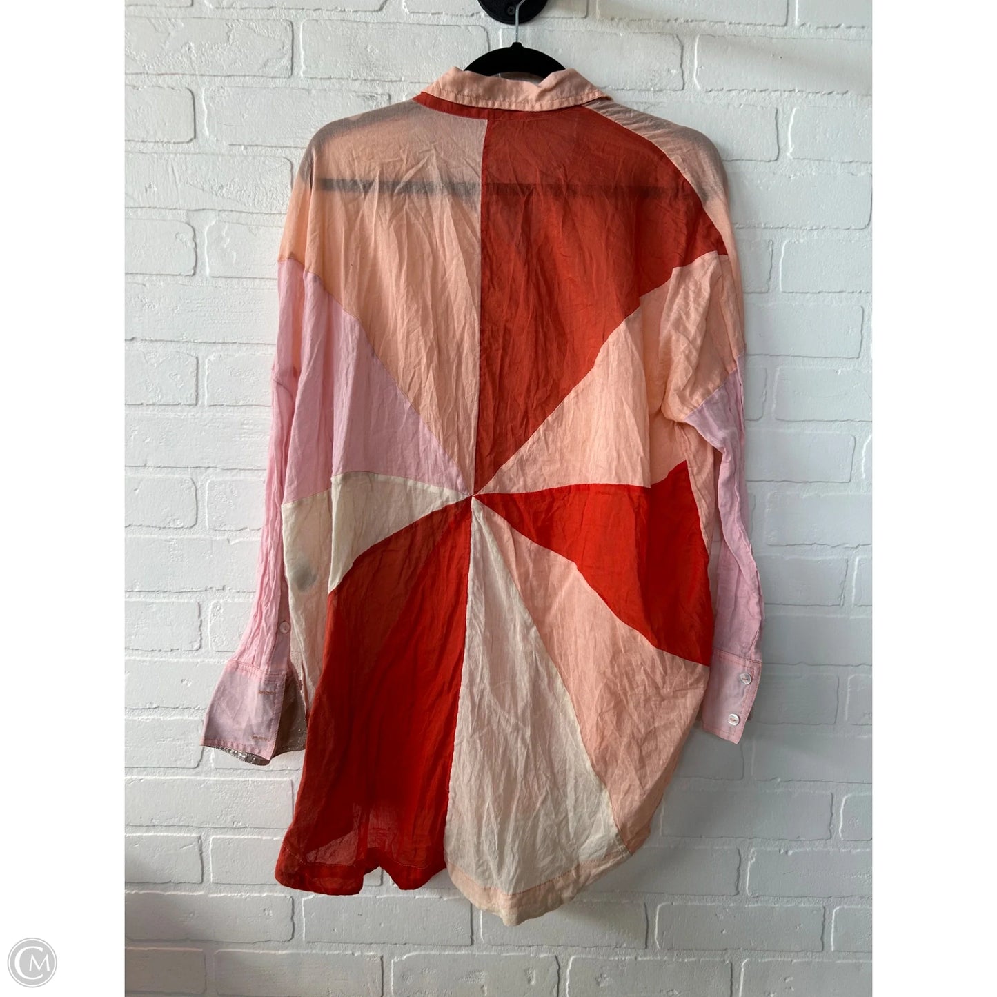 Top Long Sleeve By Free People In Orange & Pink, Size: S