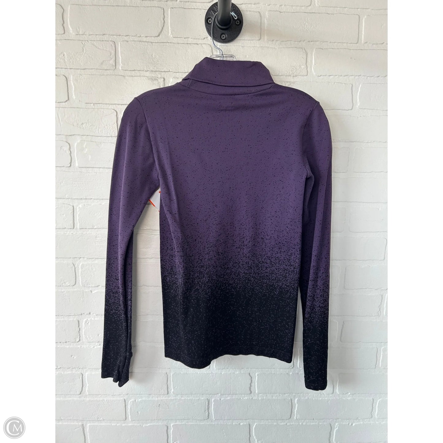 Athletic Top Long Sleeve Collar By Athleta In Black & Purple, Size: S