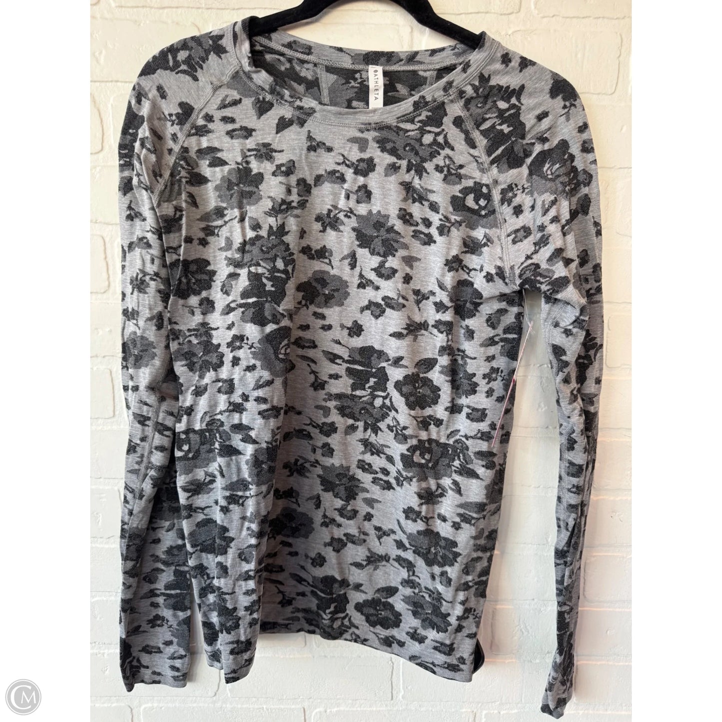 Athletic Top Long Sleeve Crewneck By Athleta In Black & Grey, Size: L