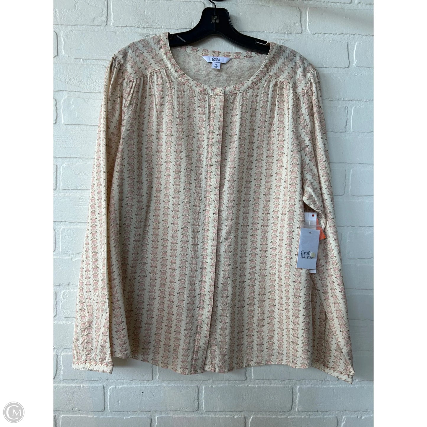 Top Long Sleeve By Croft And Barrow In Pink & Tan, Size: Xl