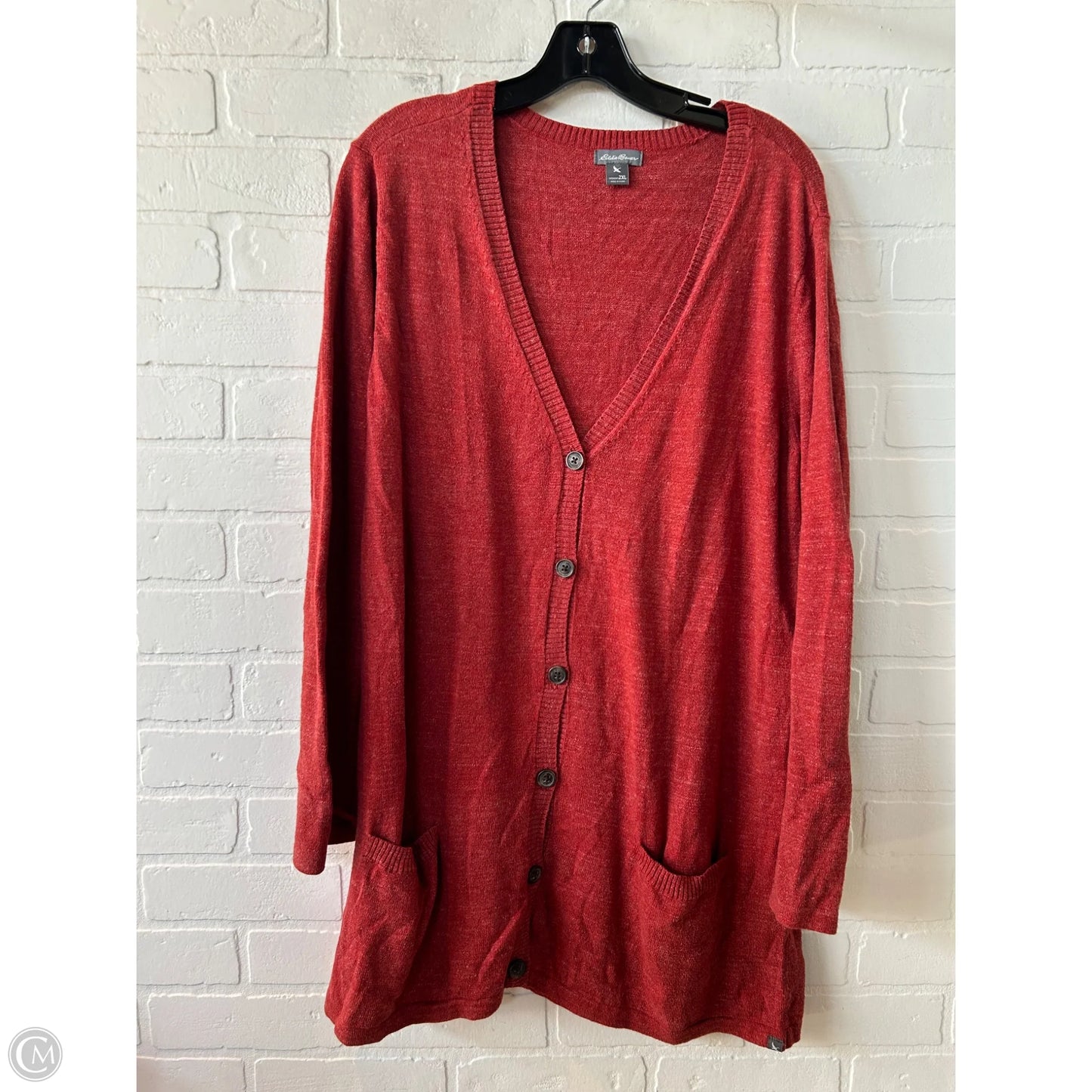 Sweater Cardigan By Eddie Bauer In Red, Size: 2x