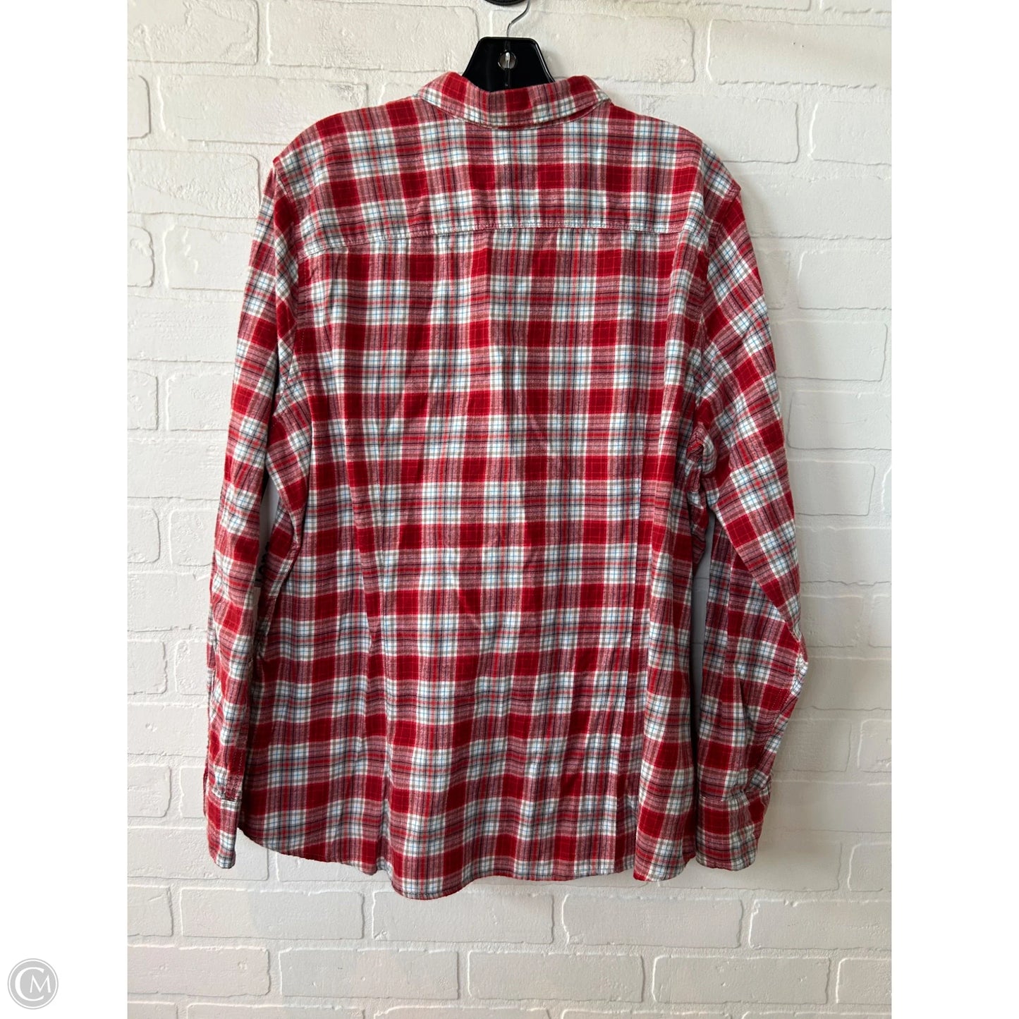 Top Long Sleeve By Eddie Bauer In Red & White, Size: 2x