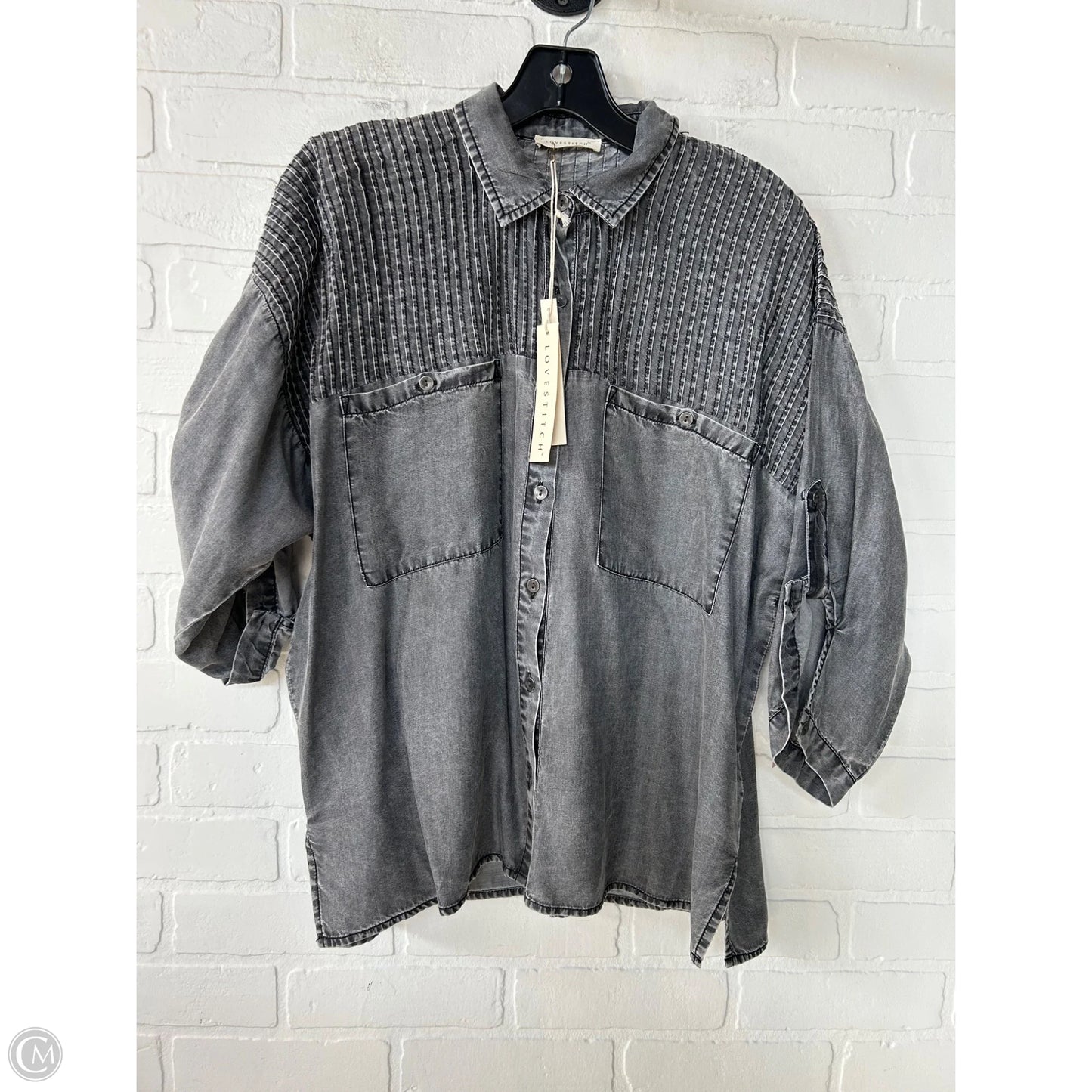 Top Long Sleeve By Love Stitch In Grey, Size: S