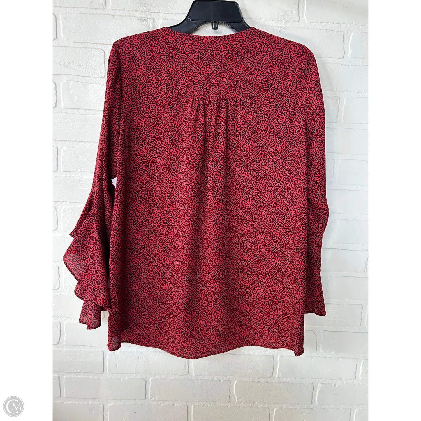 Top Long Sleeve By Vince Camuto In Black & Red, Size: S