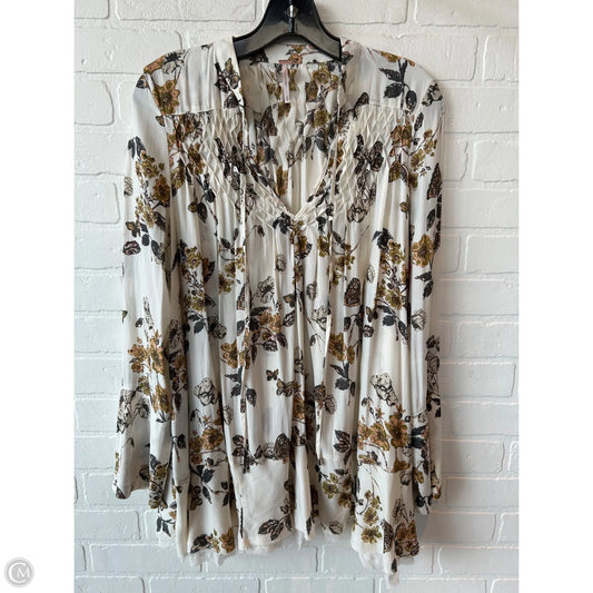 Top Long Sleeve By Free People In Brown & Cream, Size: Xs