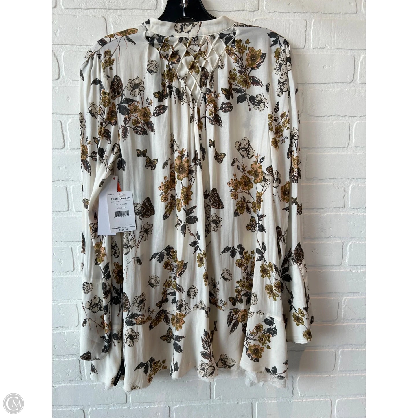 Top Long Sleeve By Free People In Brown & Cream, Size: Xs