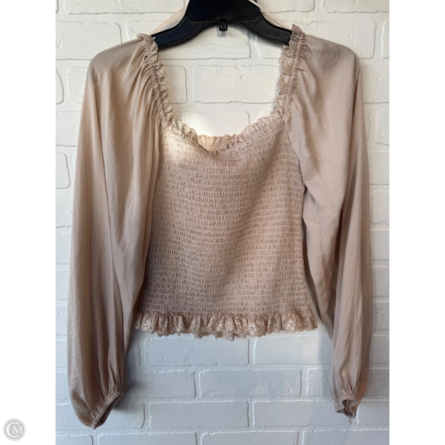 Top Long Sleeve By Lush In Tan, Size: S