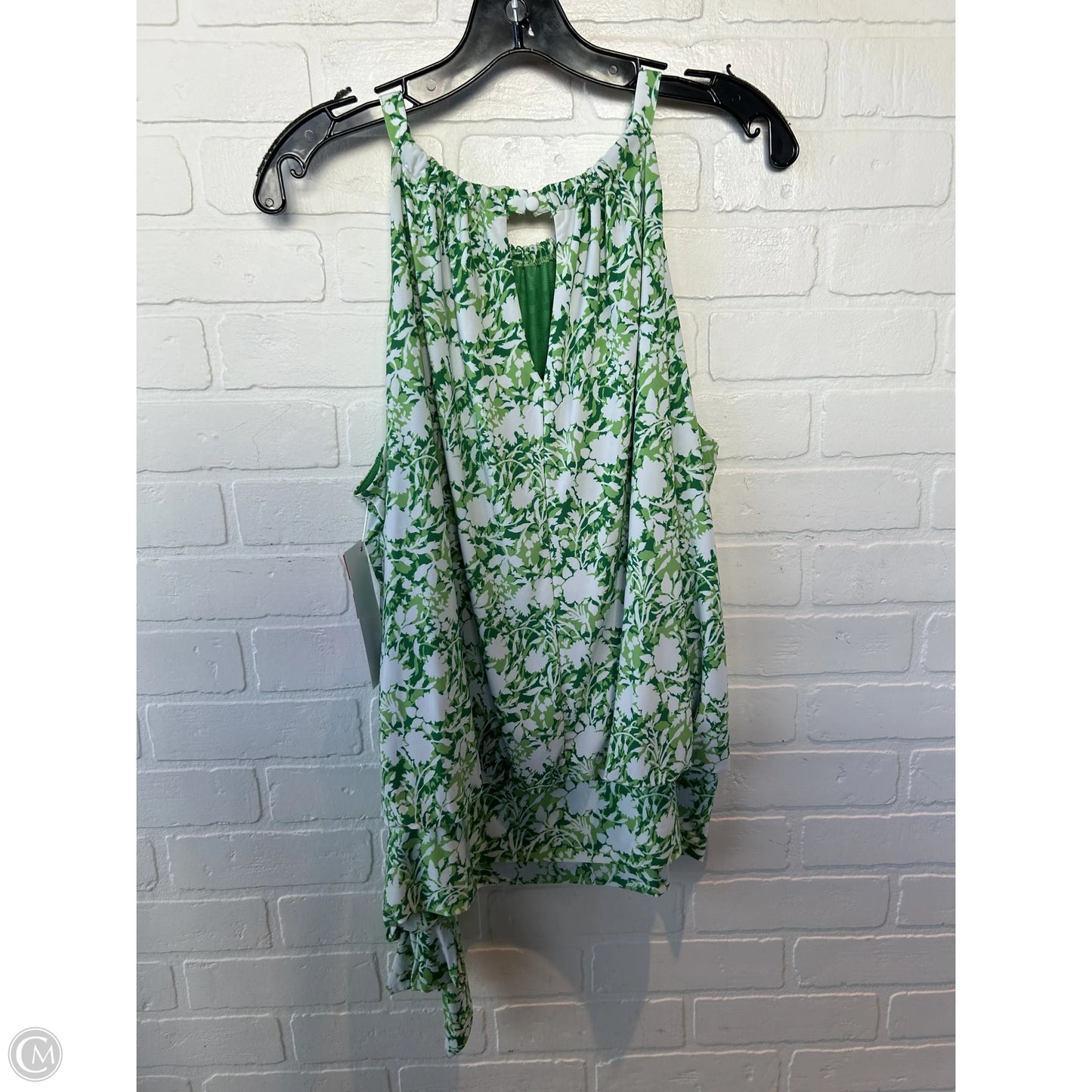 Top Sleeveless By Inc In Green & White, Size: 1x