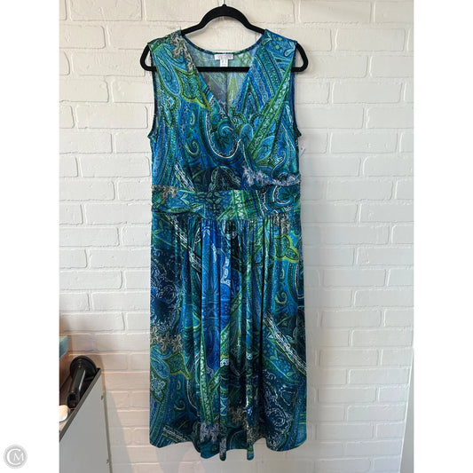 Dress Casual Maxi By London Times In Blue & Green, Size: 1x