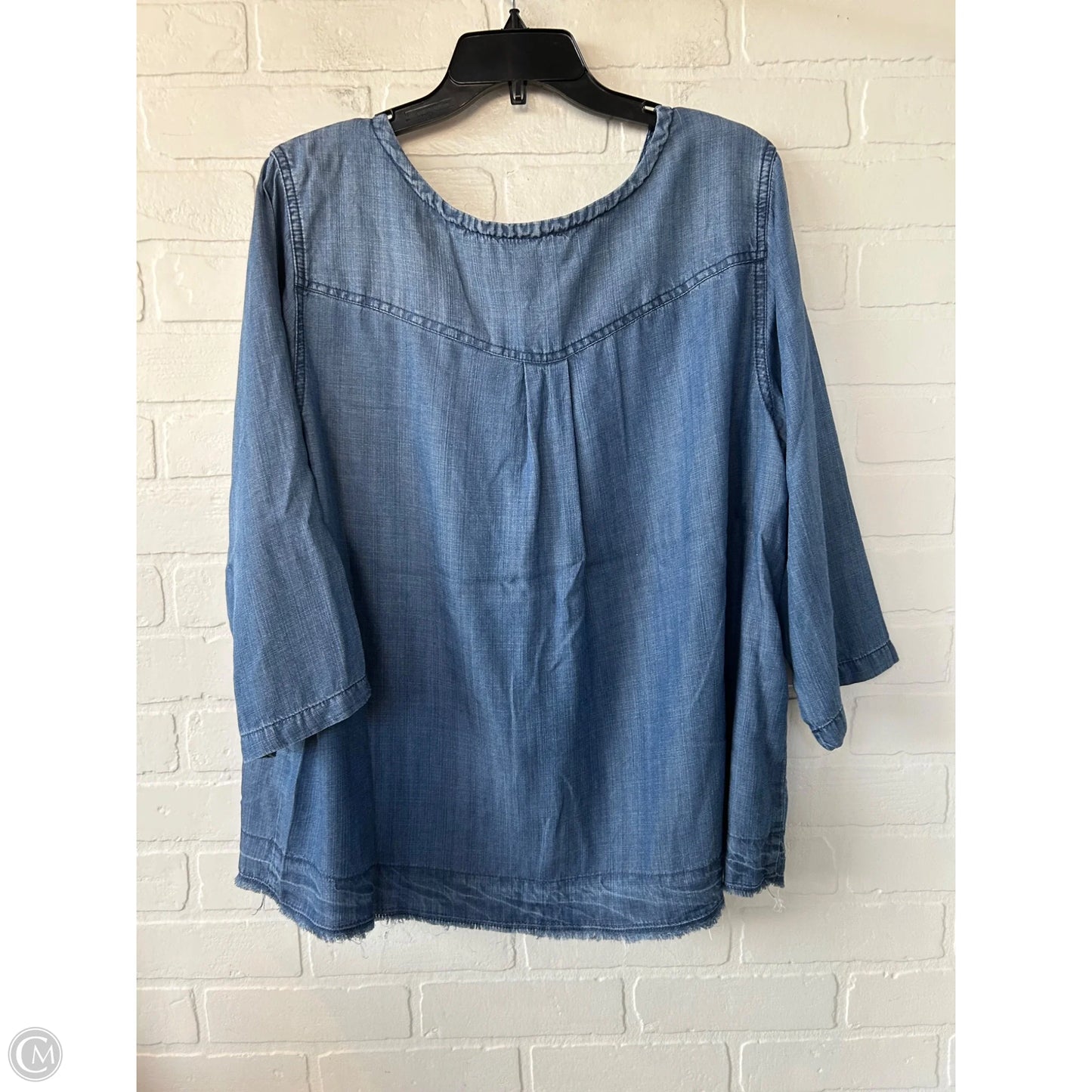 Top Long Sleeve By alexander jordan In Blue Denim, Size: 1x