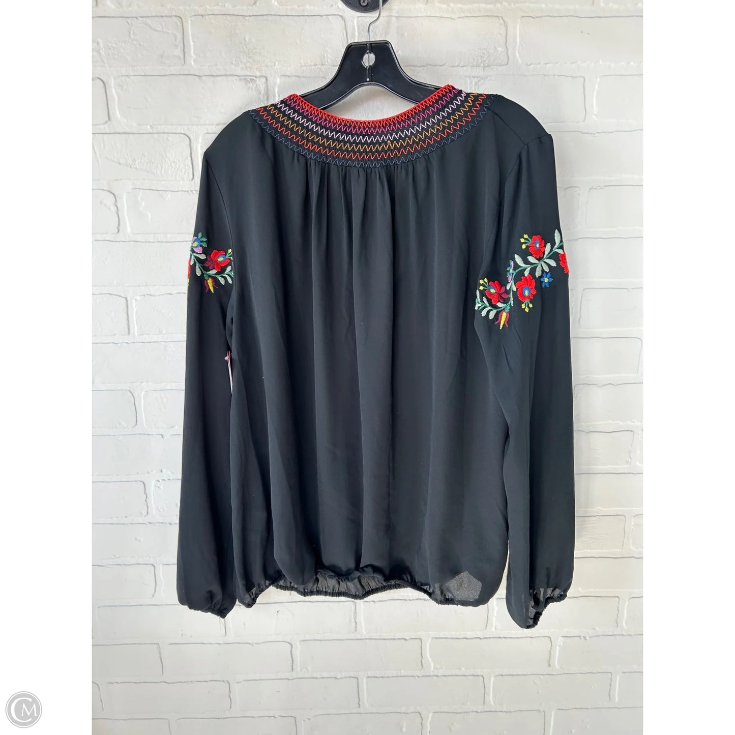 Top Long Sleeve By New York And Co In Black & Red, Size: L