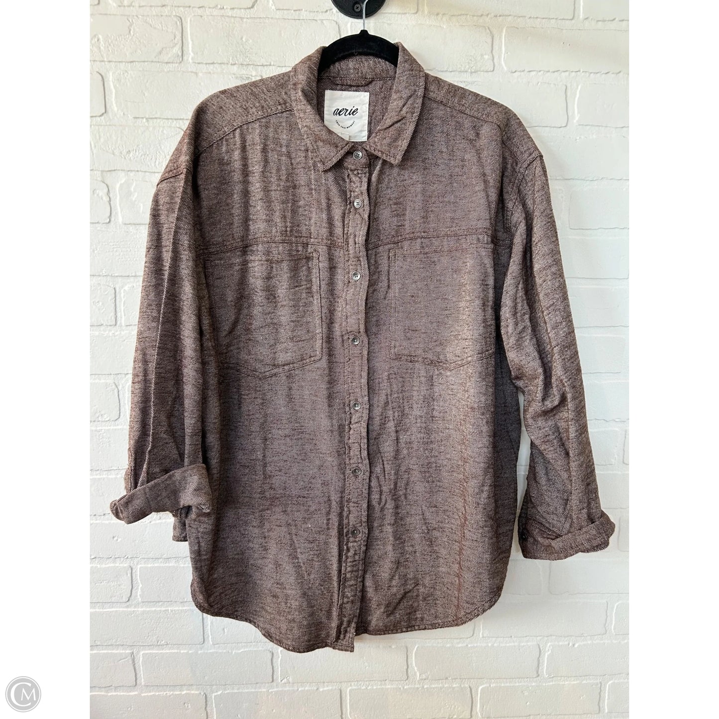 Top Long Sleeve By Aerie In Brown, Size: M