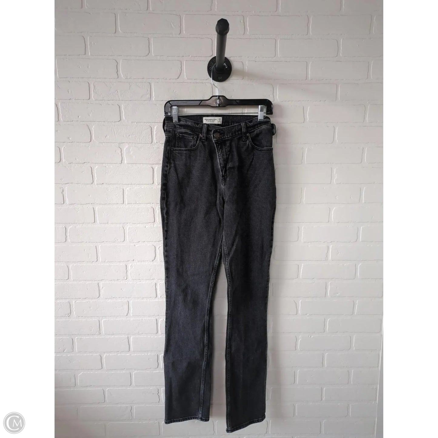 Jeans Straight By Abercrombie And Fitch In Black Denim, Size: 2