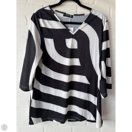 Top Long Sleeve By bon apple tea In Black & White, Size: L