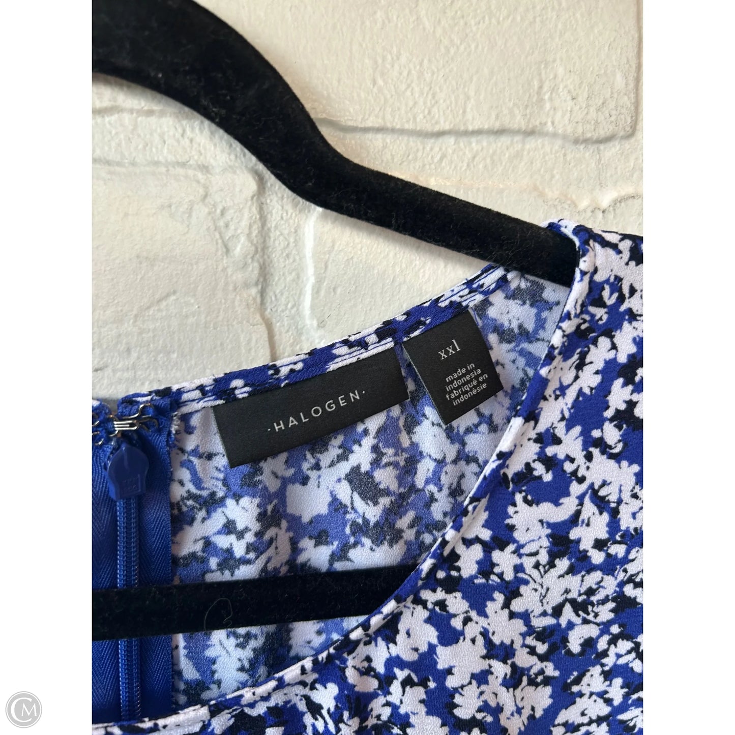 Dress Casual Short By Halogen In Blue & White, Size: Xxl