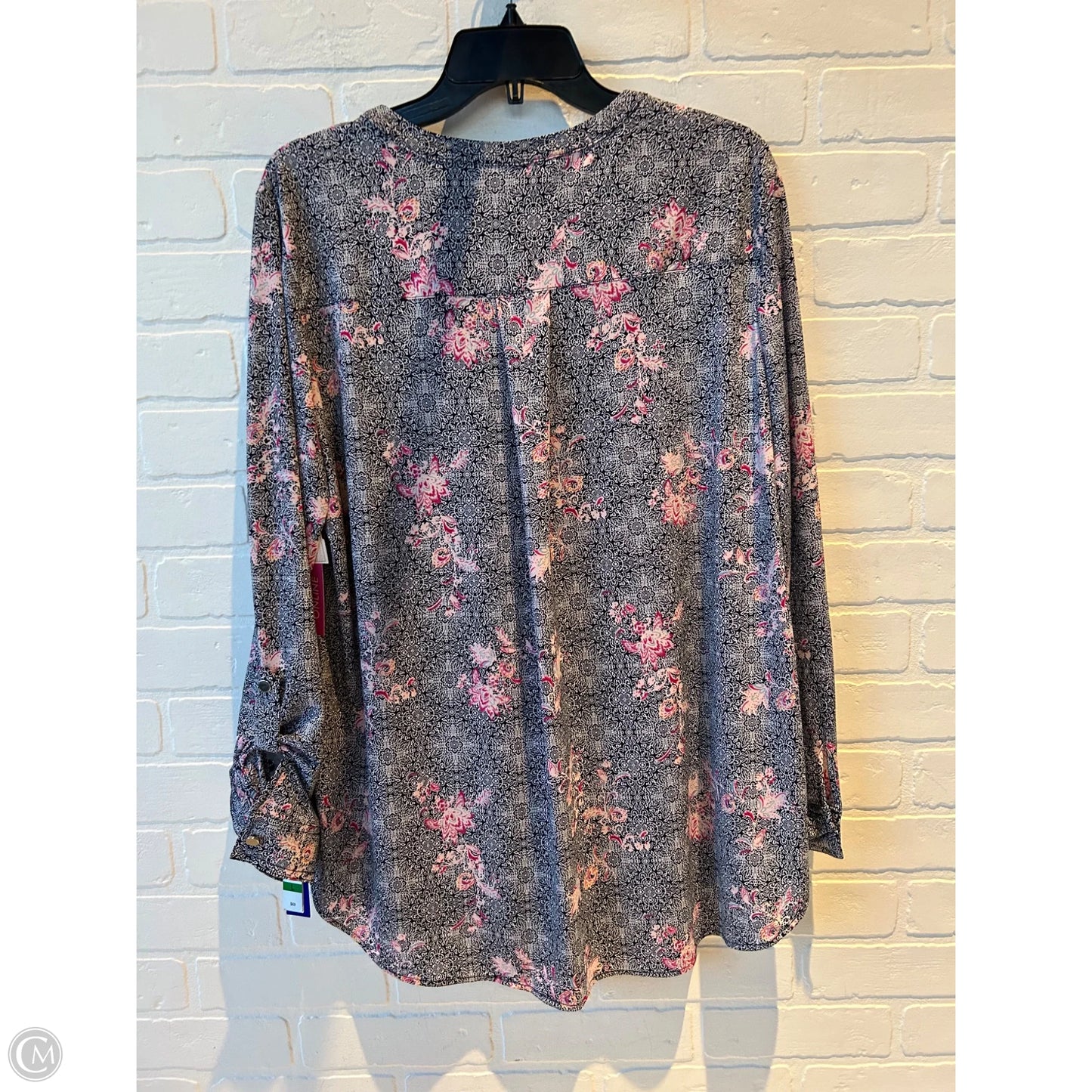 Top Long Sleeve By Nygard Peter In Blue & Pink, Size: L