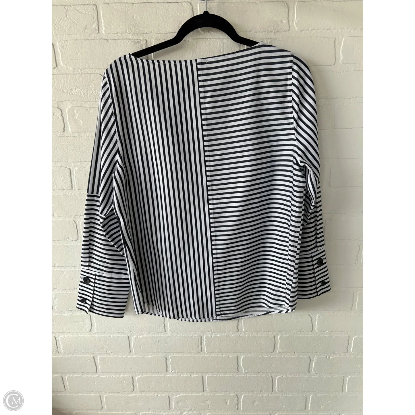 Top Long Sleeve By Chicos In Black & White, Size: M