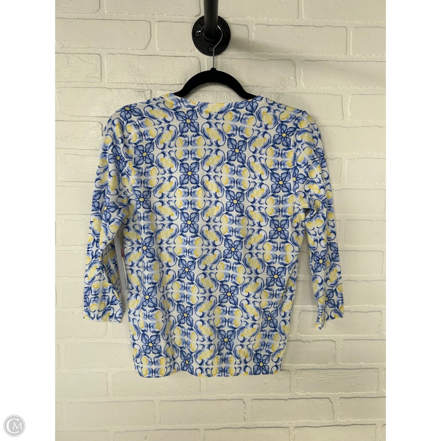 Sweater Cardigan By Talbots In Blue & Yellow, Size: Mp