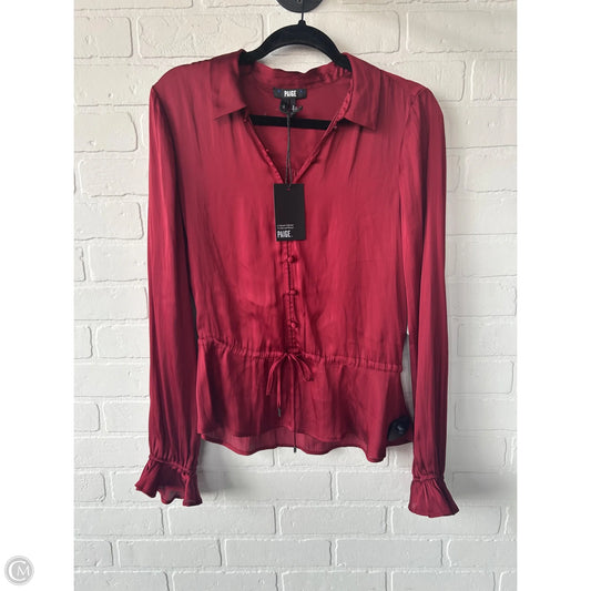 Top Long Sleeve By Paige In Red, Size: S