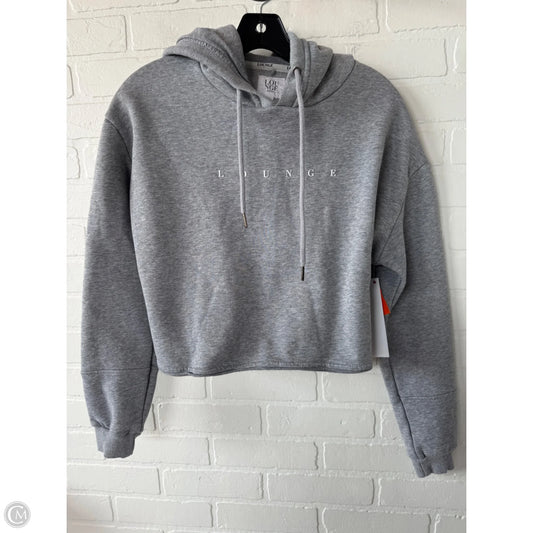 Sweatshirt Hoodie By Clothes Mentor In Grey & White, Size: M