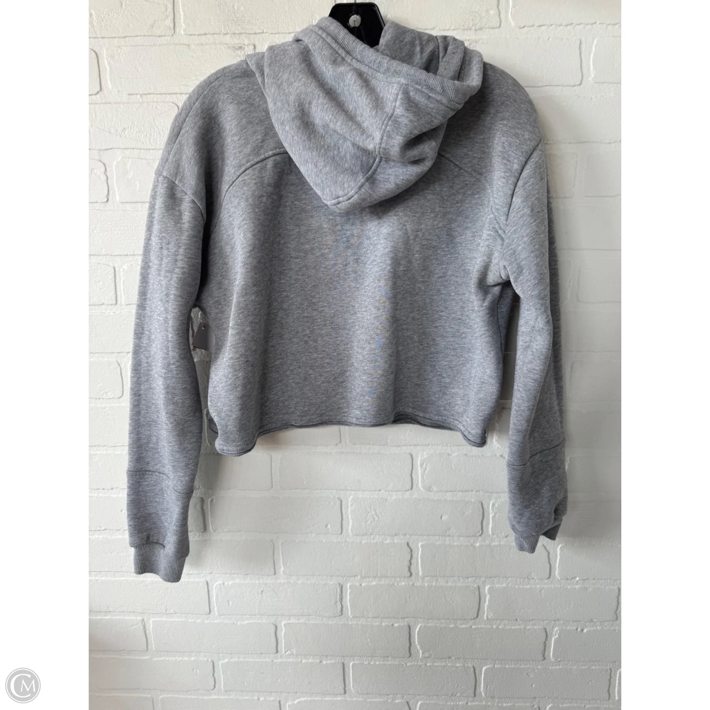 Sweatshirt Hoodie By Clothes Mentor In Grey & White, Size: M