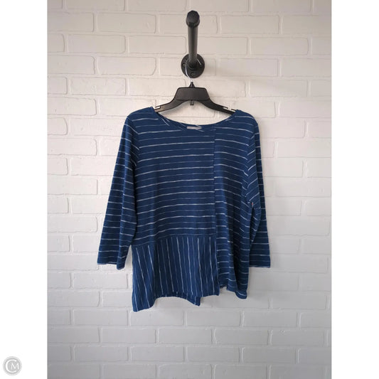 Top Long Sleeve By Habitat In Blue & White, Size: L