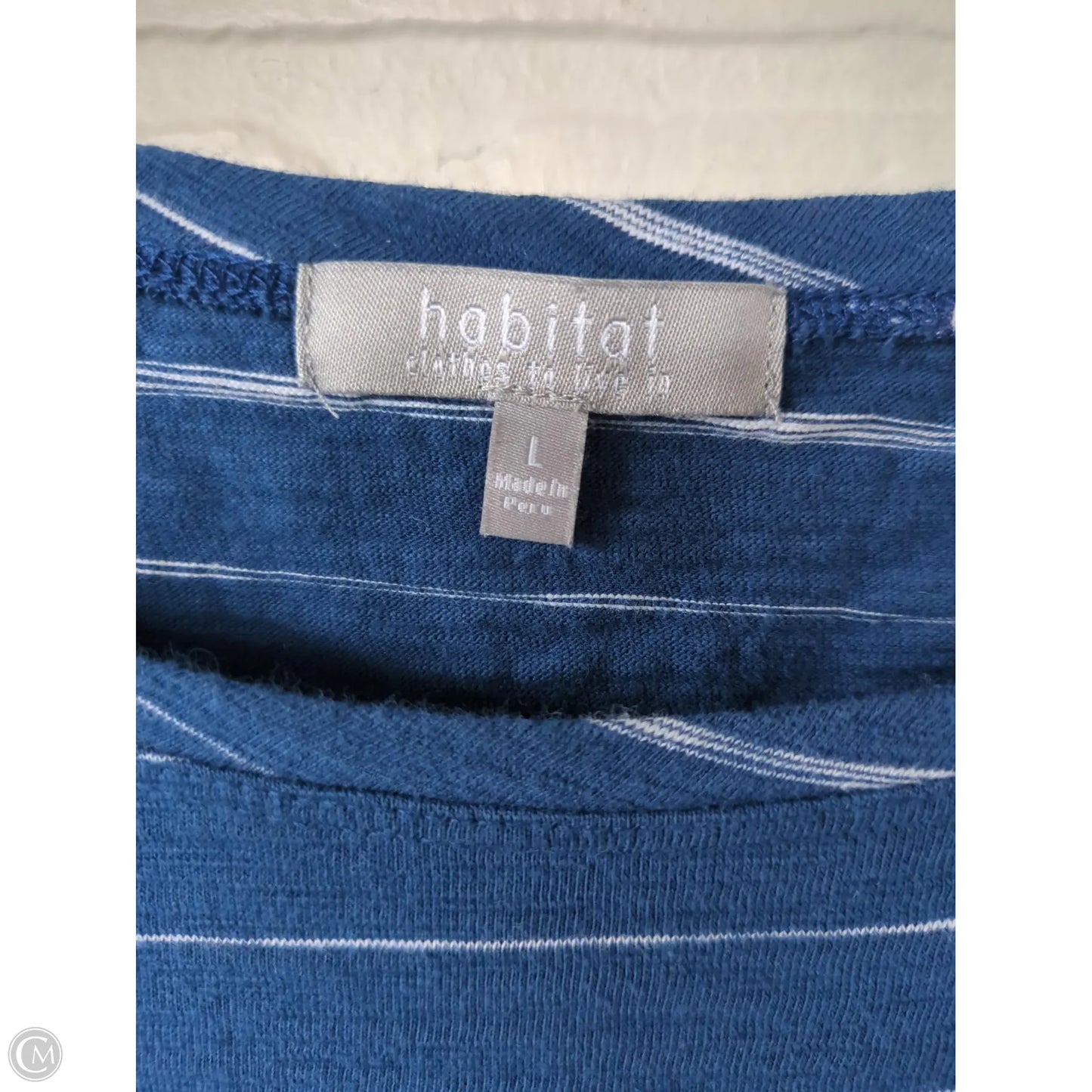 Top Long Sleeve By Habitat In Blue & White, Size: L
