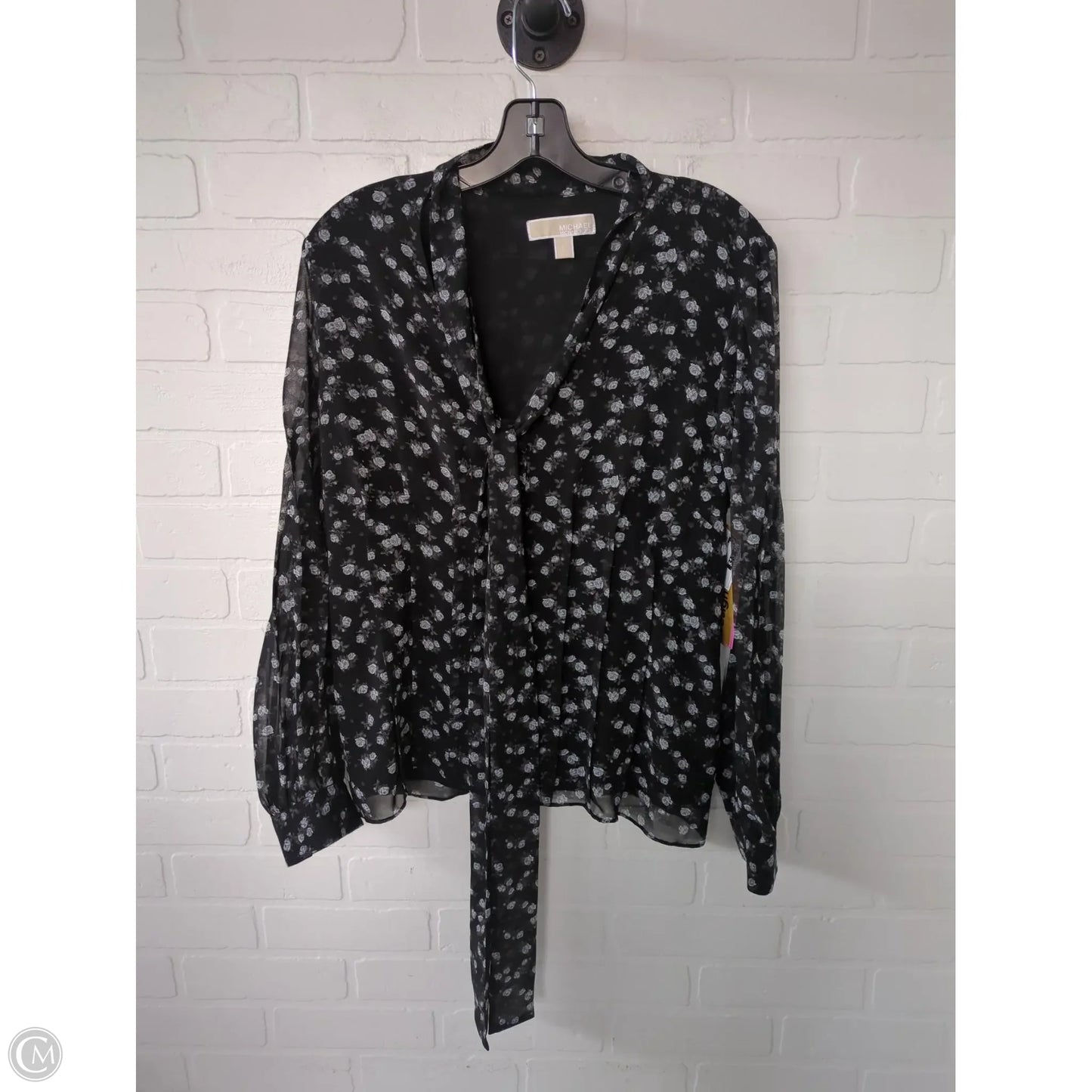 Top Long Sleeve By Michael By Michael Kors In Black & Grey, Size: L