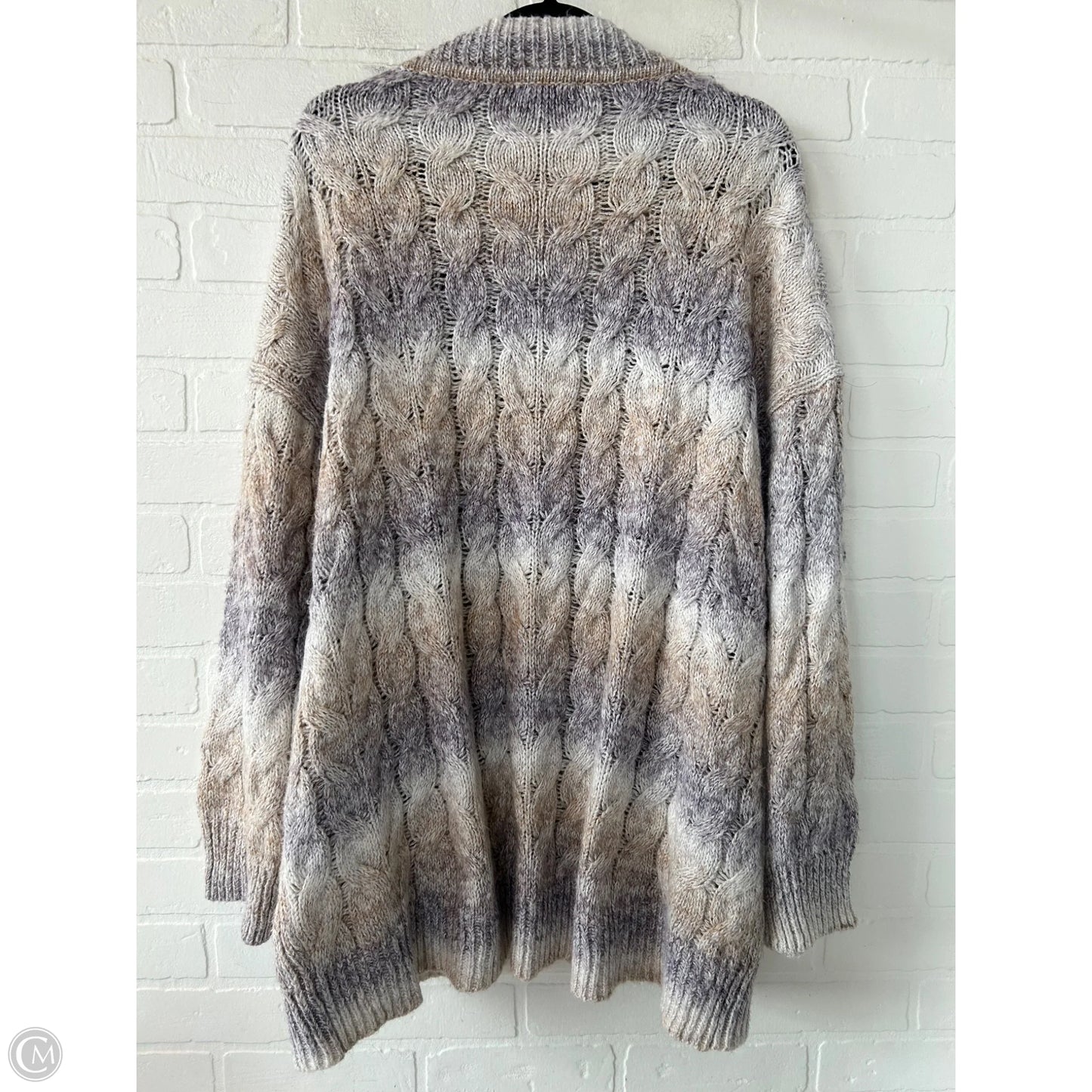 Sweater Cardigan By Ava & Viv In Purple & Tan, Size: 1x