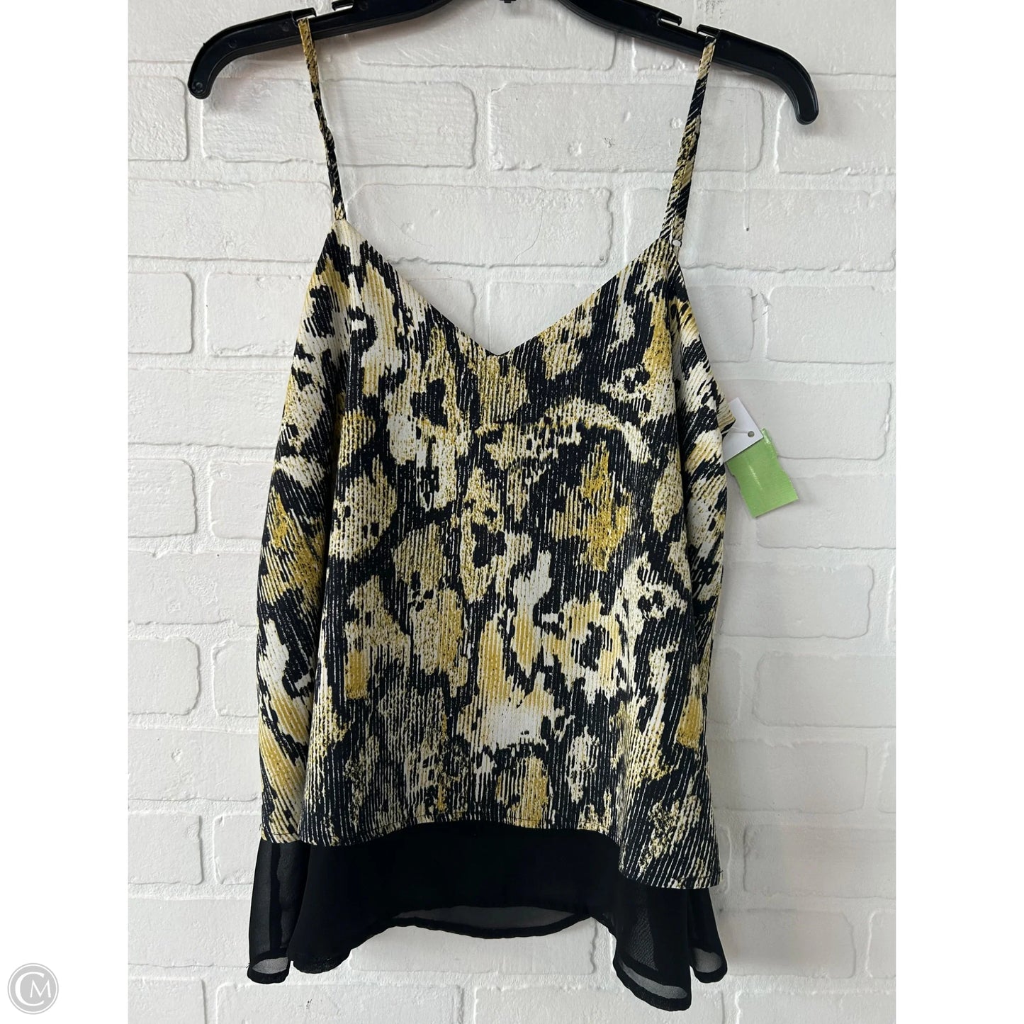 Top Sleeveless By Collective Concepts In Black & Yellow, Size: S