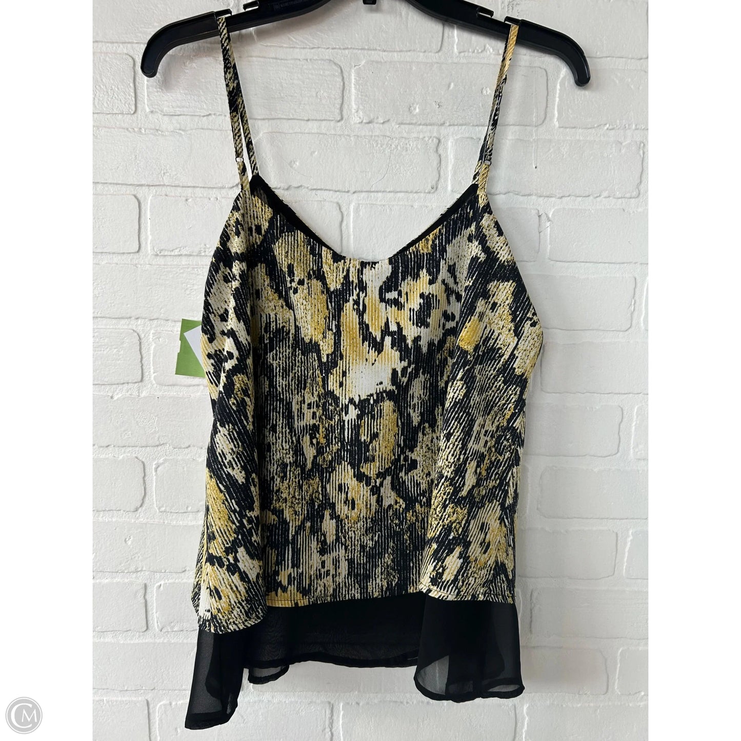 Top Sleeveless By Collective Concepts In Black & Yellow, Size: S