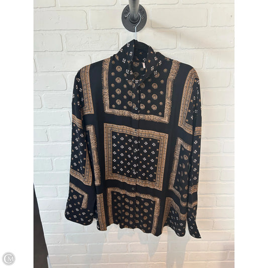 Top Long Sleeve By Free People In Black & Brown, Size: L