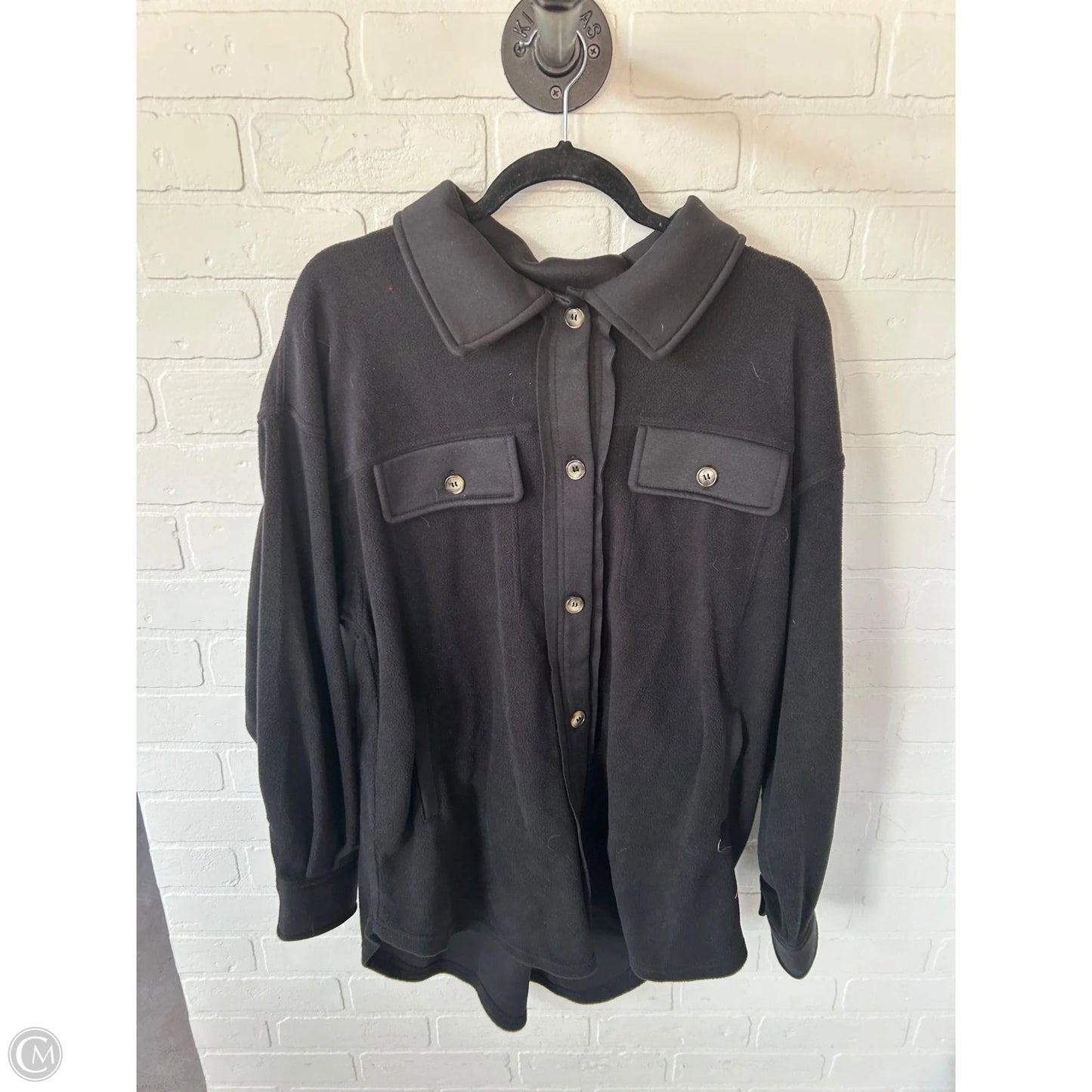 Jacket Shirt By Clothes Mentor In Black, Size: L