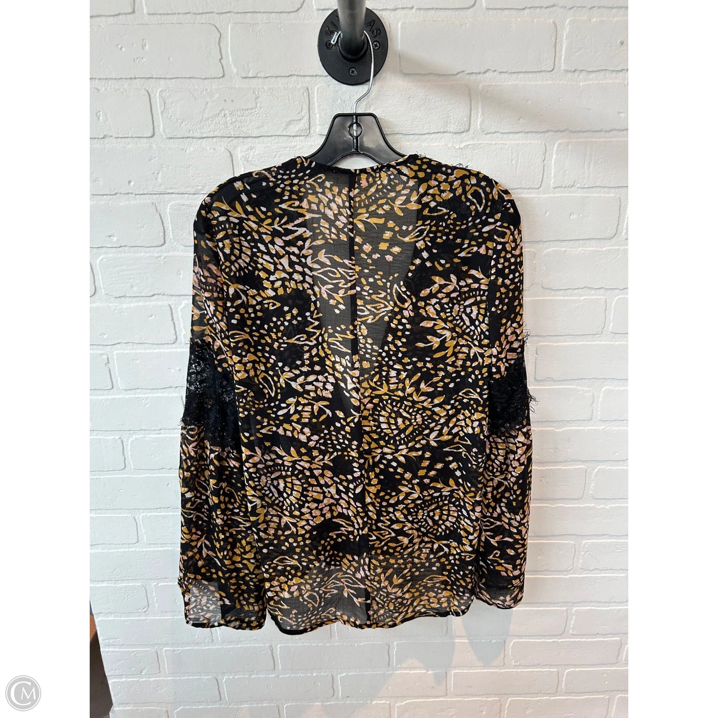 Top Long Sleeve By Lovestitch In Black & Yellow, Size: L