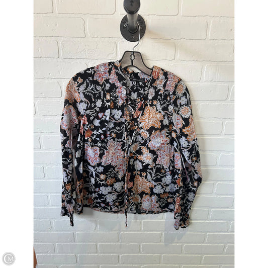 Top Long Sleeve By Saks Fifth Avenue In Black & Orange, Size: Xs