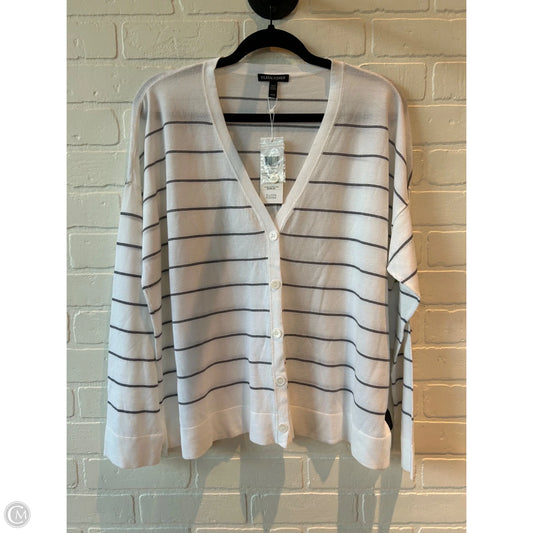 Sweater Cardigan By Eileen Fisher In Black & White, Size: M