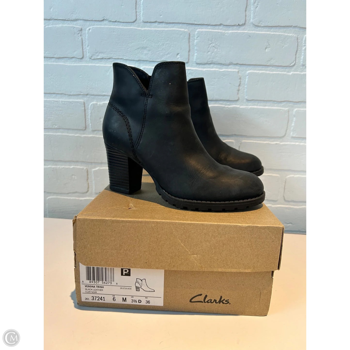 Boots Ankle Heels By Clarks In Black, Size: 6