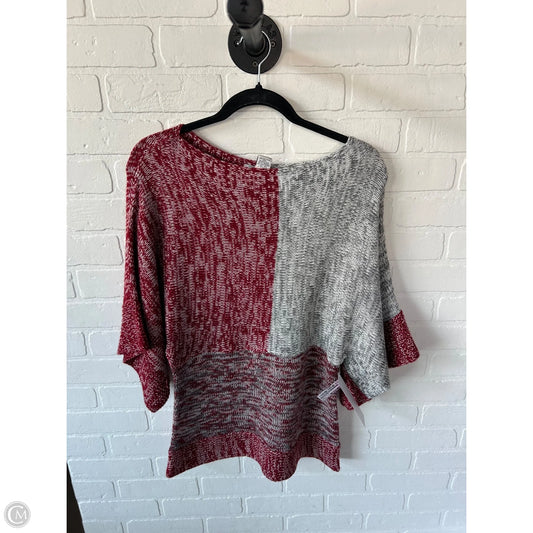 Sweater Short Sleeve By Vintage Suzie In Red & Silver, Size: M