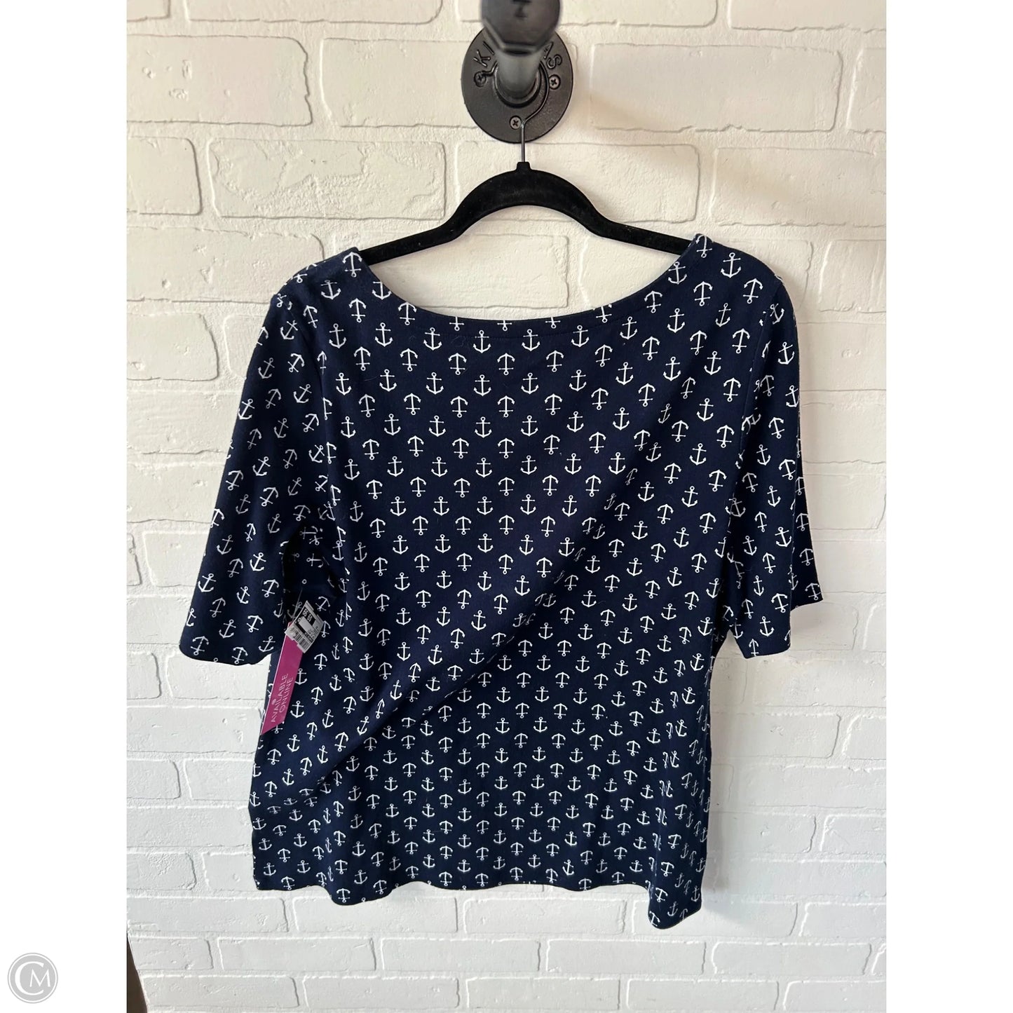 Top Short Sleeve Basic By Charter Club In Blue & White, Size: 2x