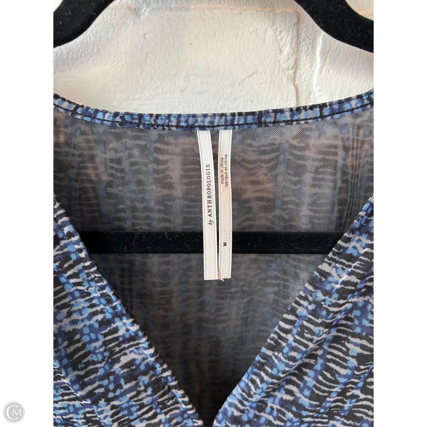 Top Long Sleeve By Anthropologie In Black & Blue, Size: M