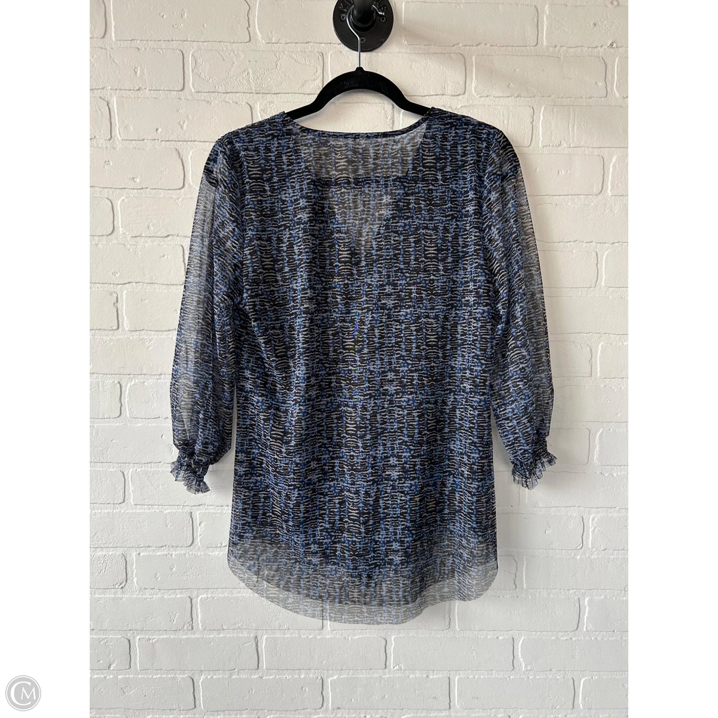 Top Long Sleeve By Anthropologie In Black & Blue, Size: M