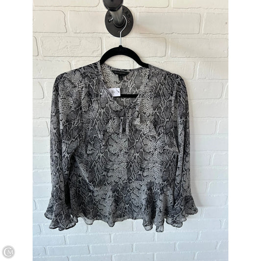 Top Long Sleeve By Banana Republic In Black & Grey, Size: M