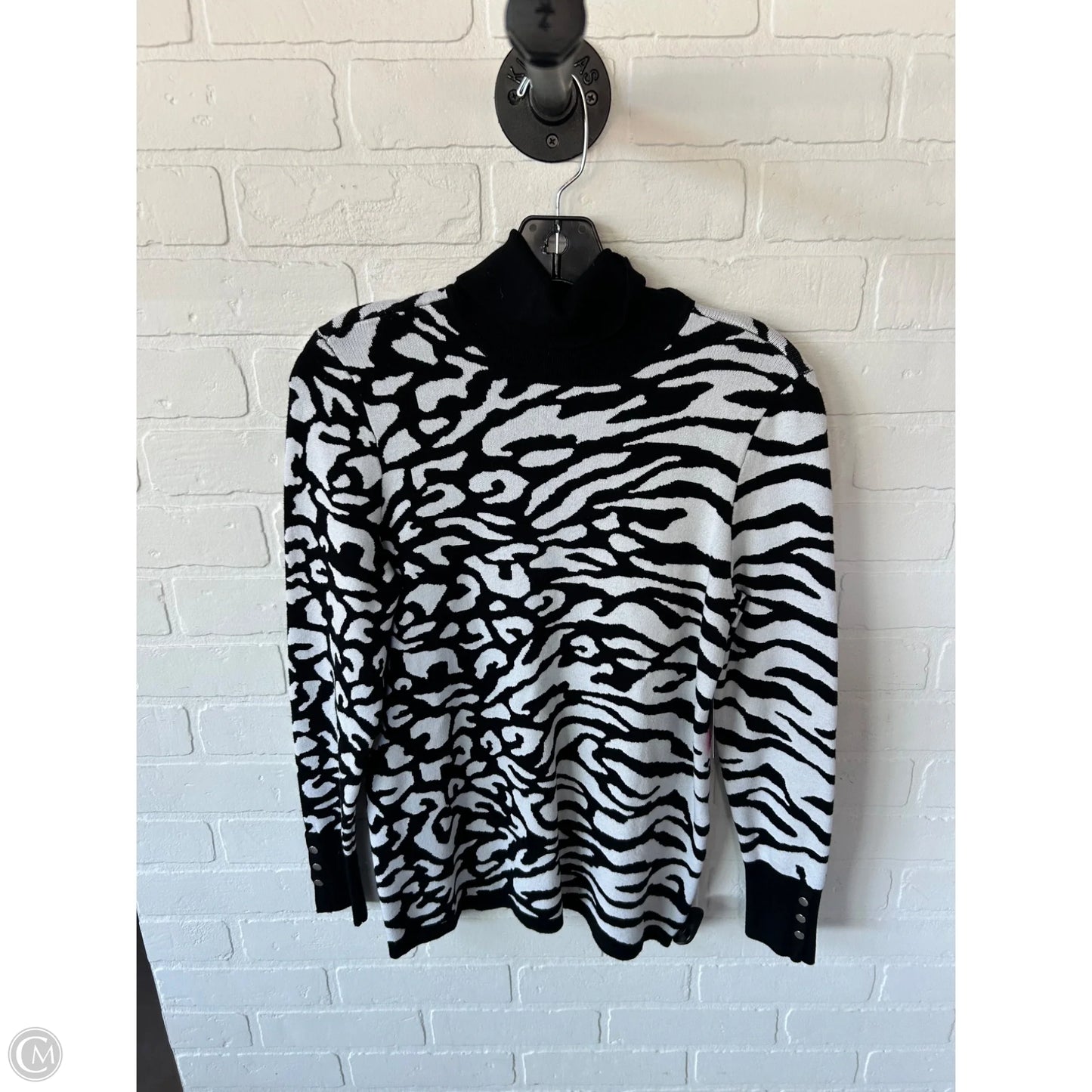 Sweater By Chicos In Black & White, Size: S