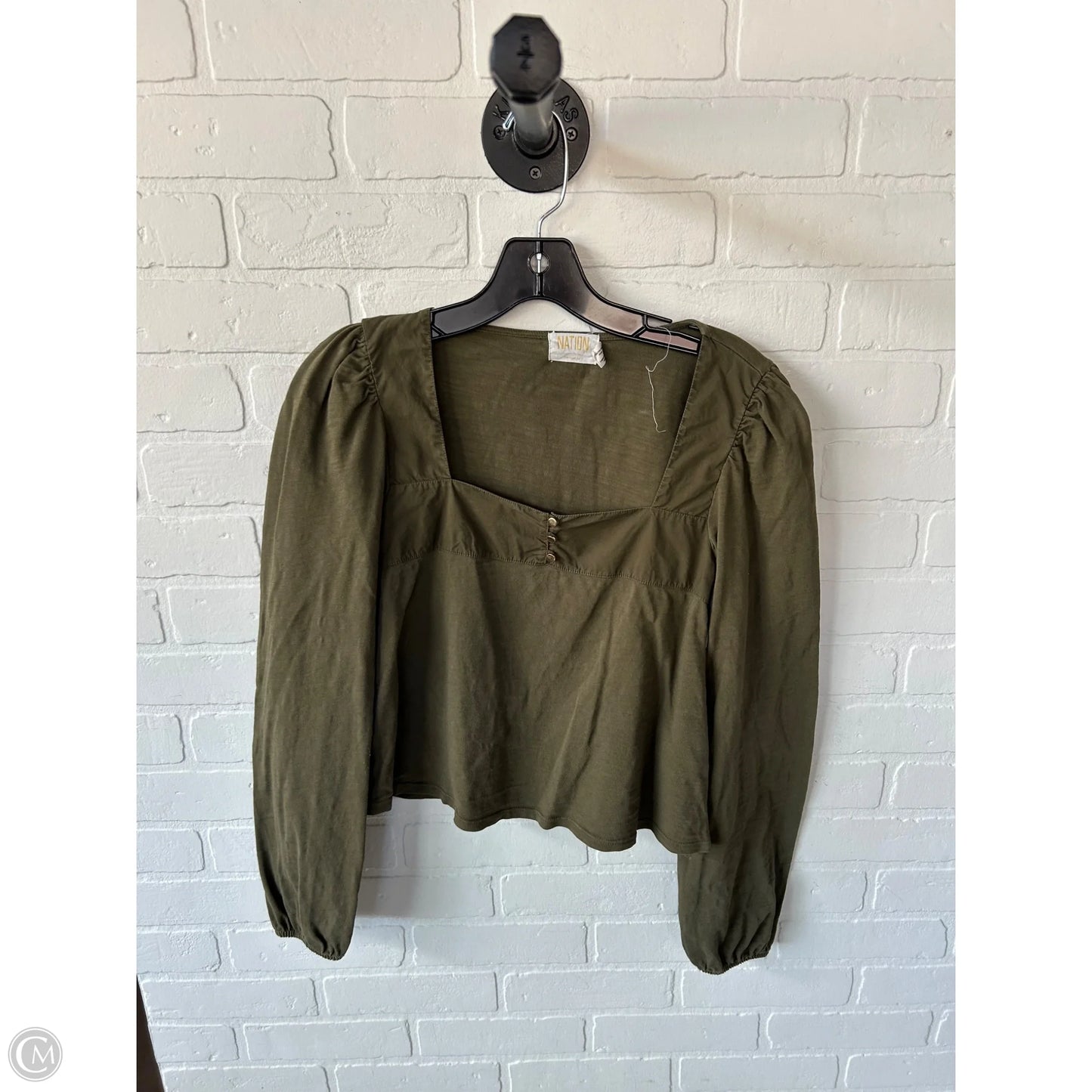 Top Long Sleeve By Nation In Green, Size: Xs