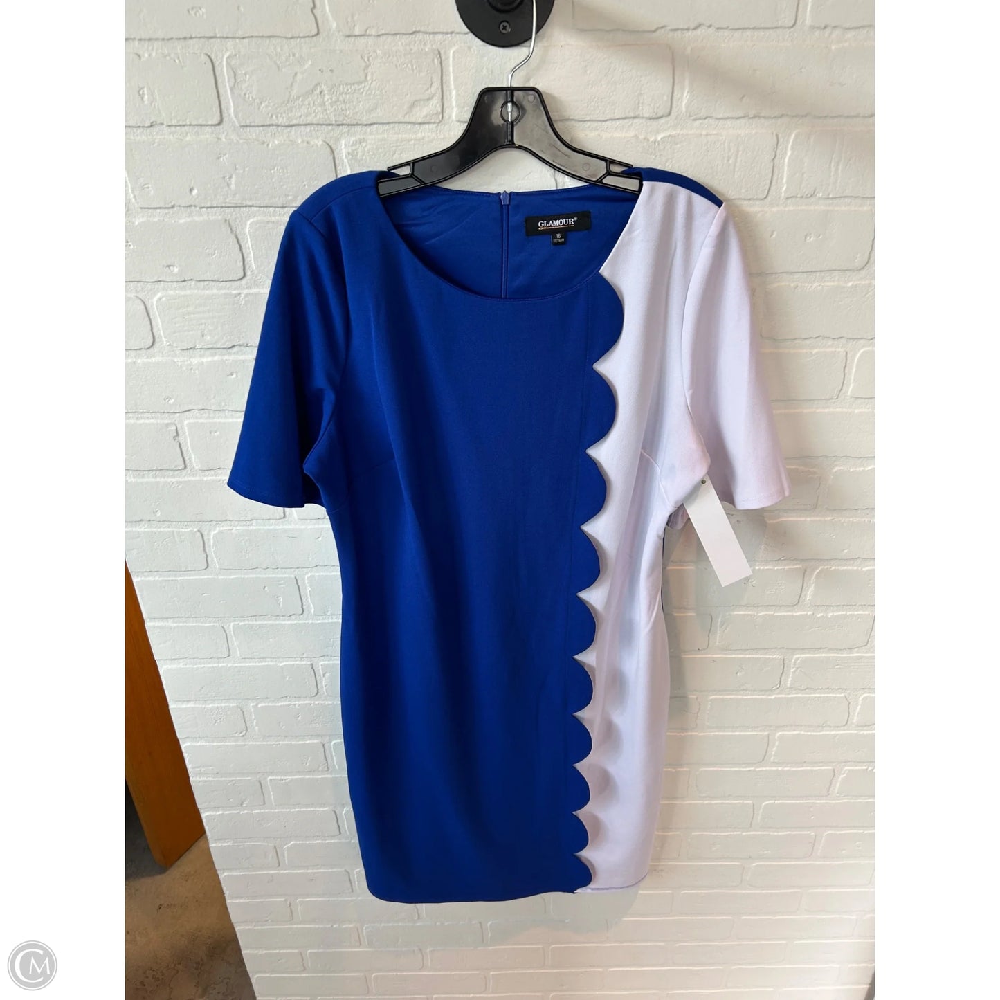 Dress Work By Glamour In Blue & White, Size: Xl