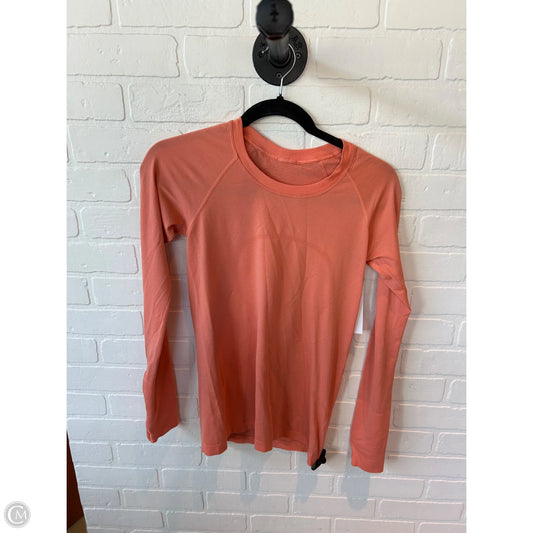 Athletic Top Long Sleeve Crewneck By Lululemon In Orange, Size: S
