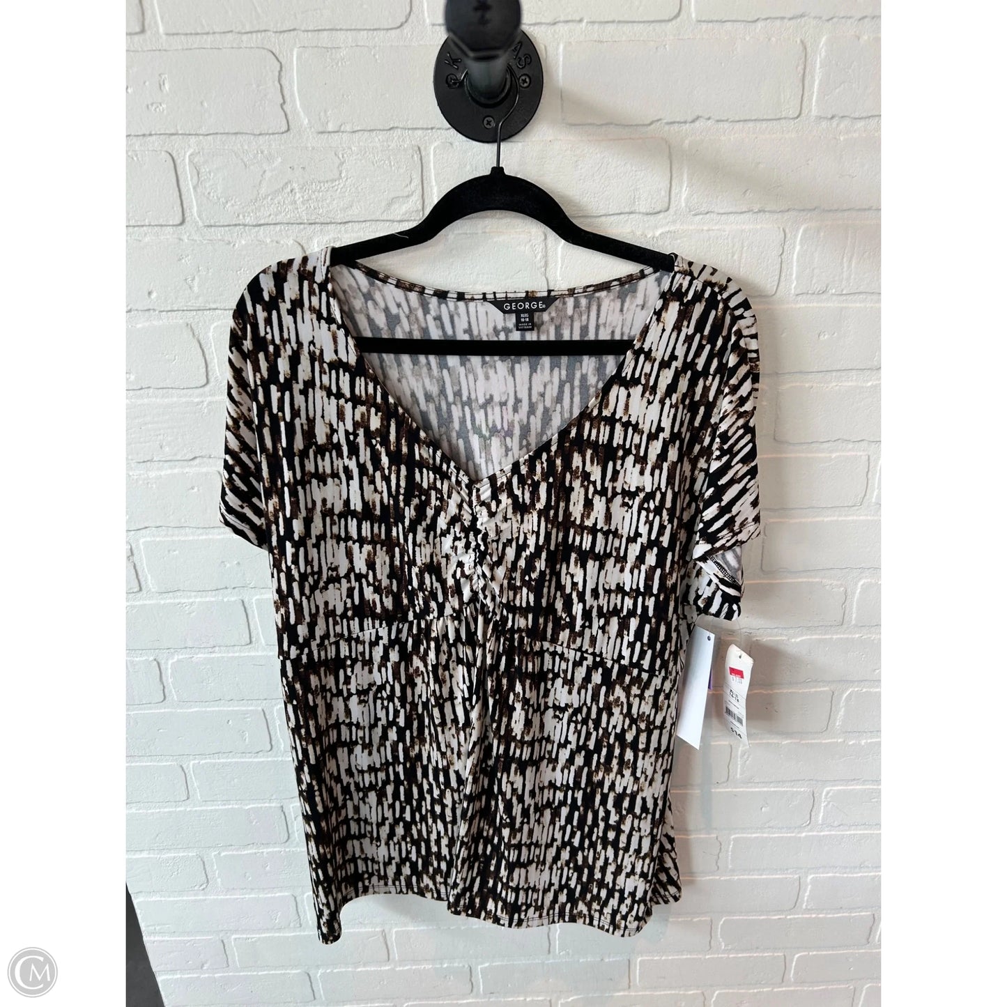 Top Short Sleeve By George In Black & Brown, Size: Xl