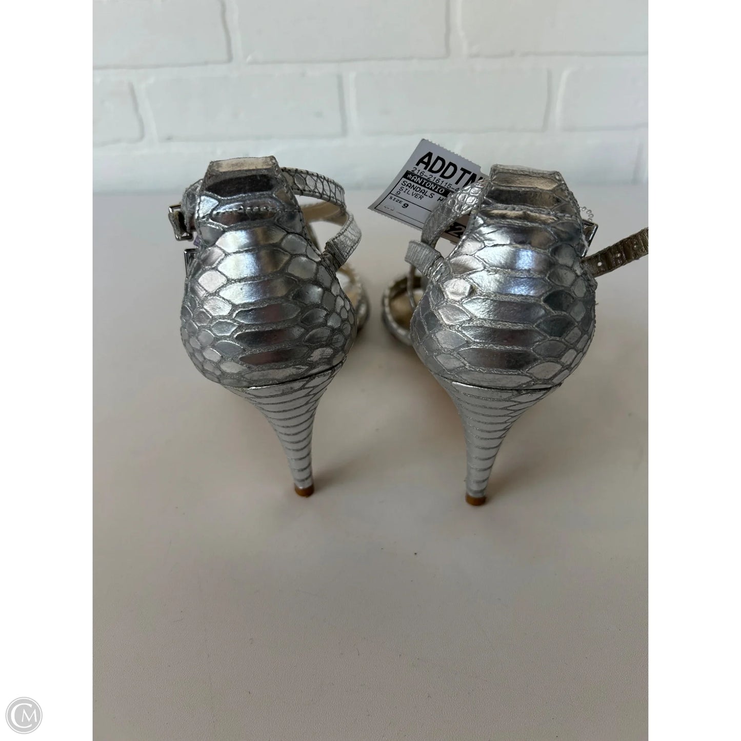 Sandals Heels Kitten By Antonio Melani In Silver, Size: 9