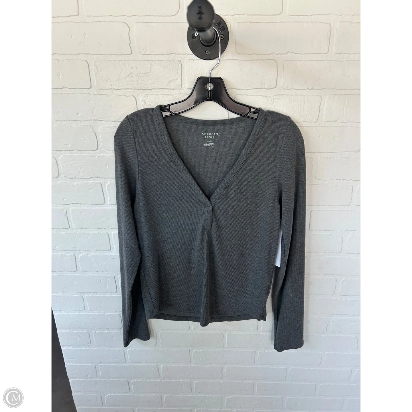 Top Long Sleeve Basic By American Eagle In Grey, Size: L
